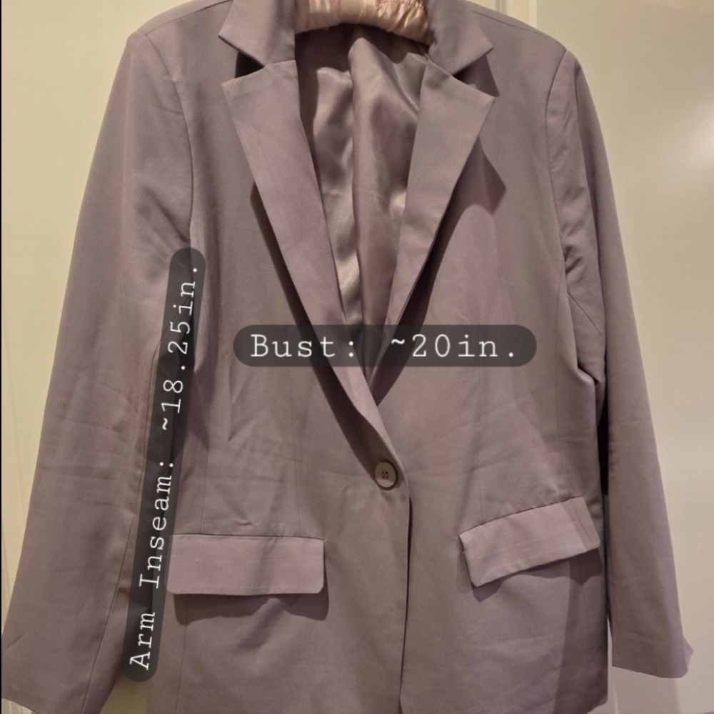 Women's Lilac Single-Button Blazer Jacket - Picture 4 of 9